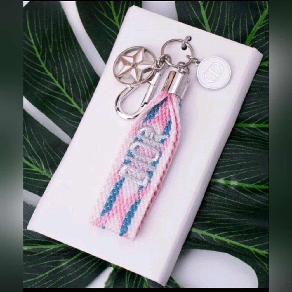 NIB Dior Multicolor Monogram Woven Keychain/ Bagcharm